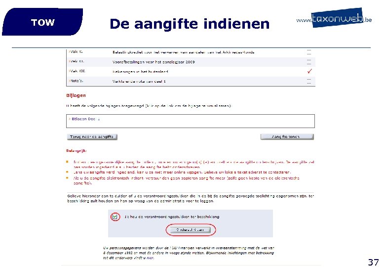 TOW De aangifte indienen 37 