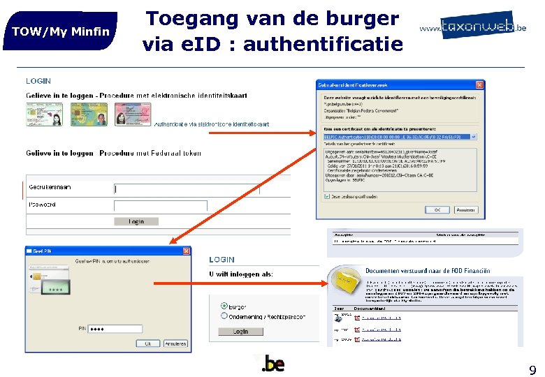 TOW/My Minfin Toegang van de burger via e. ID : authentificatie 9 