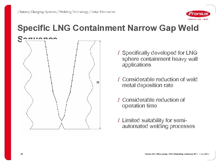 Specific LNG Containment Narrow Gap Weld Sequence / Specifically developed for LNG sphere containment