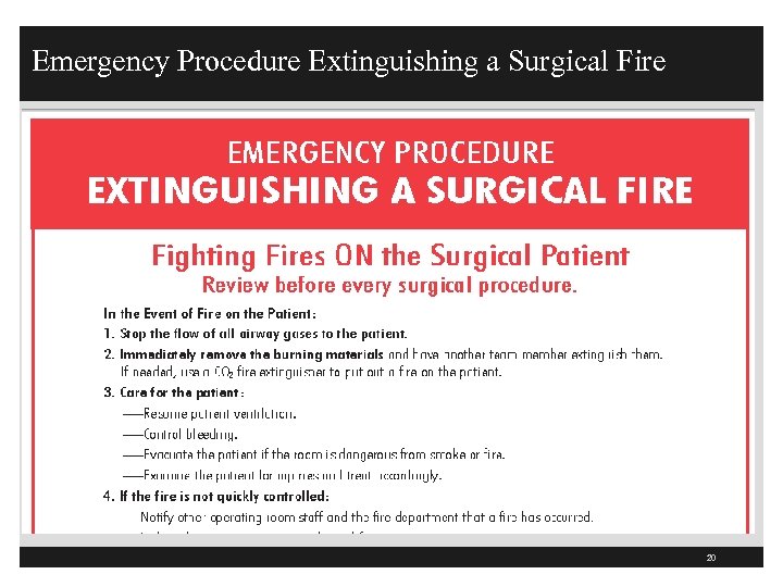 Emergency Procedure Extinguishing a Surgical Fire 20 