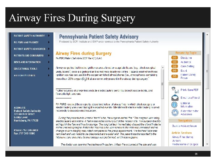 Airway Fires During Surgery 26 