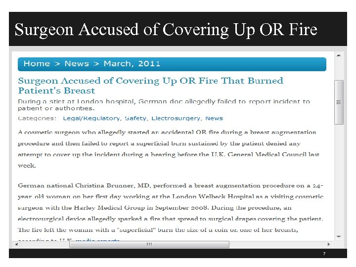 Surgeon Accused of Covering Up OR Fire 7 