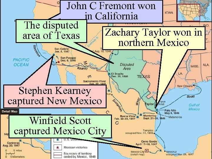John C Fremont won in California The Mexican-American War The disputed Zachary Taylor won