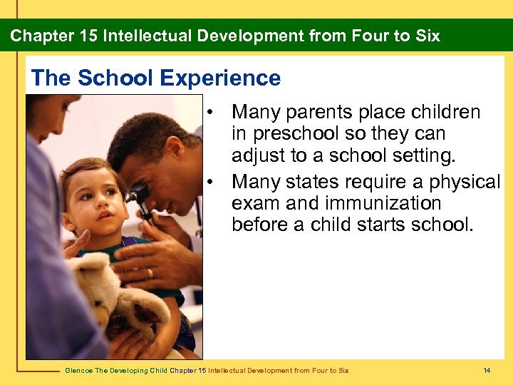 Chapter 15 Intellectual Development from Four to Six The School Experience • Many parents