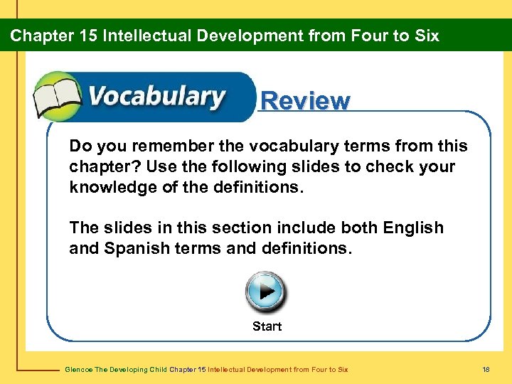 Chapter 15 Intellectual Development from Four to Six Review Do you remember the vocabulary