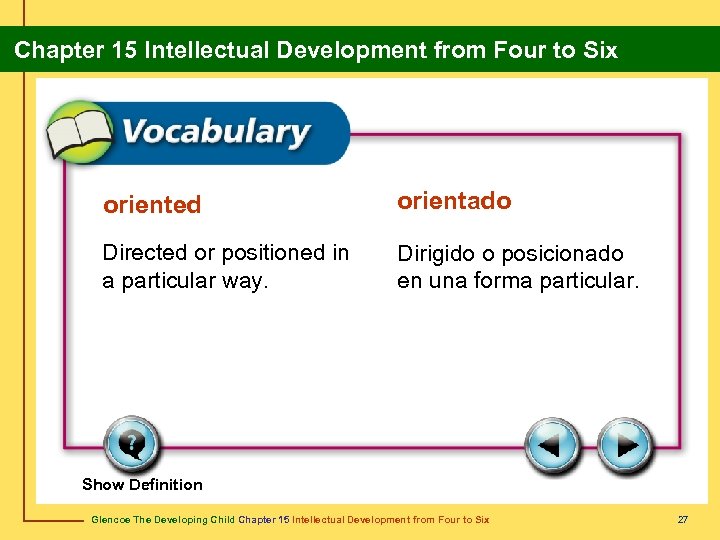 Chapter 15 Intellectual Development from Four to Six oriented orientado Directed or positioned in