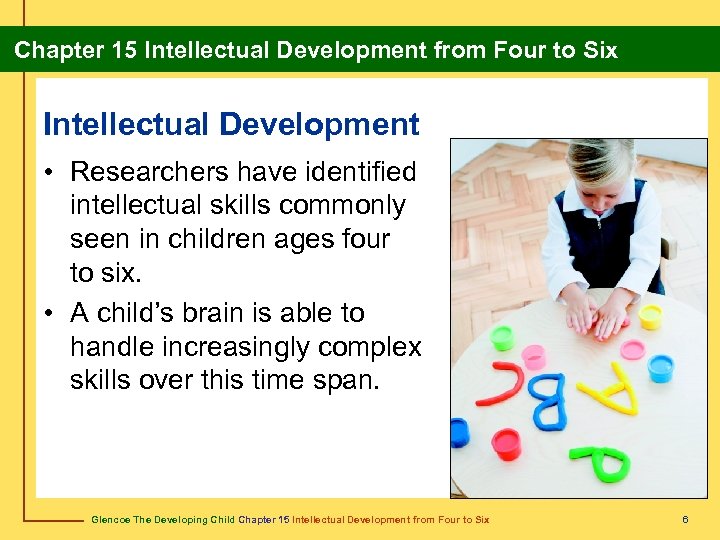 Chapter 15 Intellectual Development from Four to Six Intellectual Development • Researchers have identified