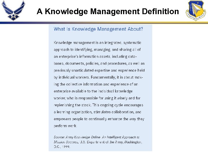 A Knowledge Management Definition 