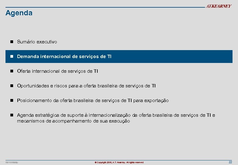 Agenda n Sumário executivo n Demanda internacional de serviços de TI n Oferta internacional