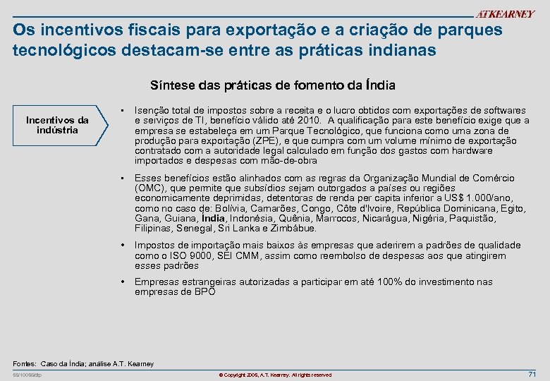Os incentivos fiscais para exportação e a criação de parques tecnológicos destacam-se entre as