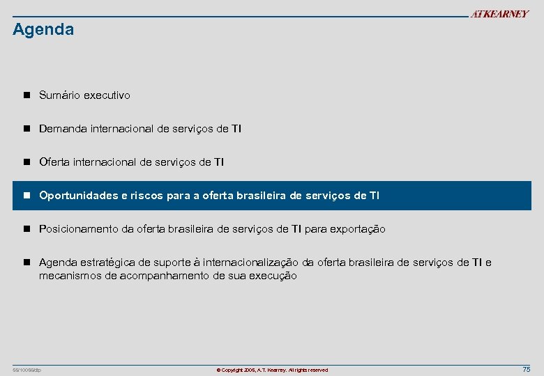 Agenda n Sumário executivo n Demanda internacional de serviços de TI n Oferta internacional