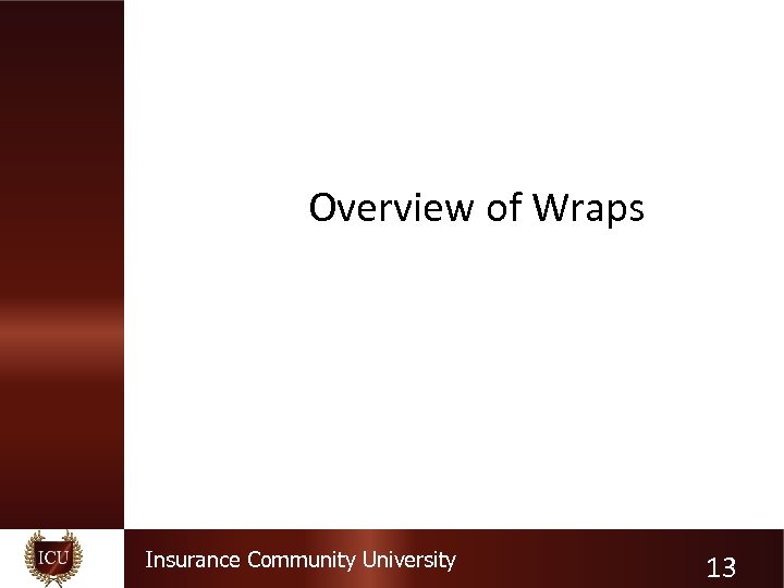 Overview of Wraps Insurance Community University 13 
