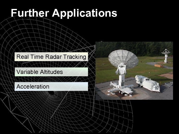 Further Applications Real Time Radar Tracking Variable Altitudes Acceleration 