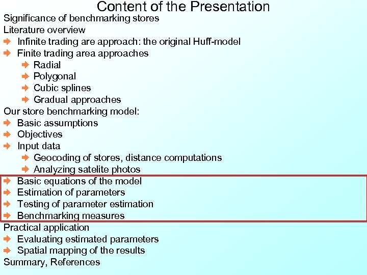 Content of the Presentation Significance of benchmarking stores Literature overview Infinite trading are approach: