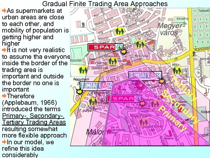 Gradual Finite Trading Area Approaches As supermarkets at urban areas are close to each