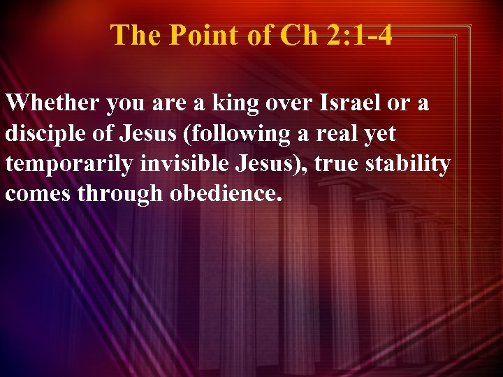 The Point of Ch 2: 1 -4 Whether you are a king over Israel