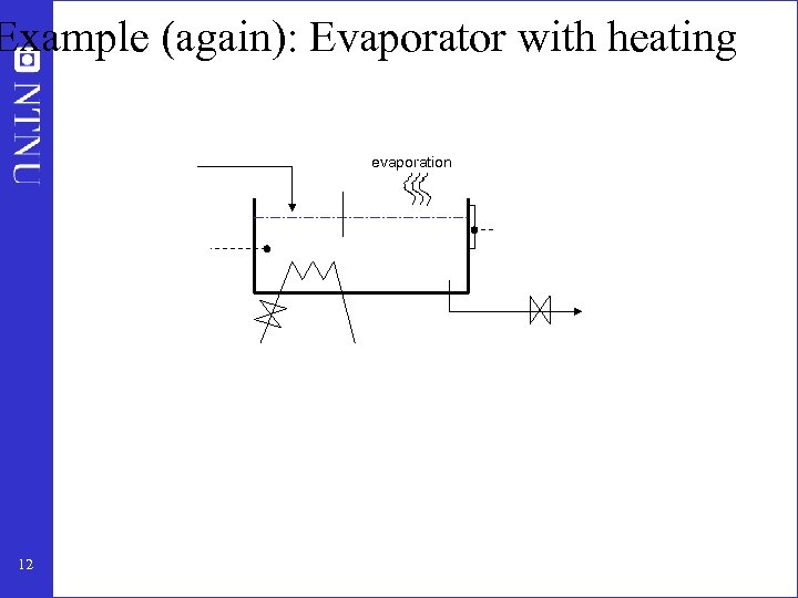 Example (again): Evaporator with heating evaporation 12 