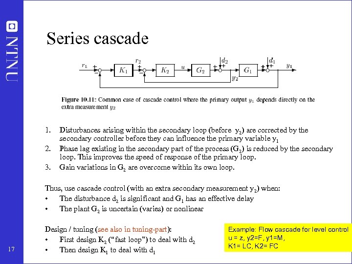 Series cascade 1. 2. 3. Disturbances arising within the secondary loop (before y 2)