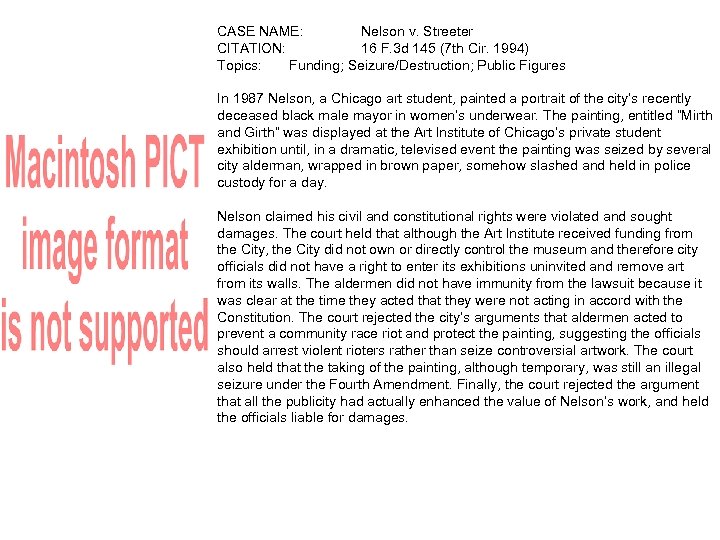 CASE NAME: Nelson v. Streeter CITATION: 16 F. 3 d 145 (7 th Cir.