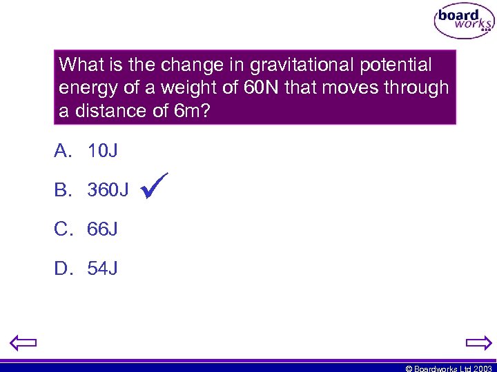 What is the change in gravitational potential energy of a weight of 60 N