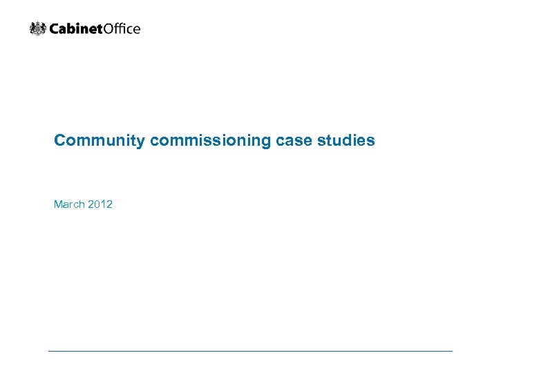 Community commissioning case studies March 2012 
