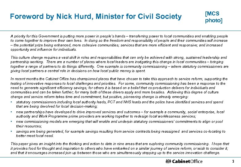 Foreword by Nick Hurd, Minister for Civil Society [MCS photo] A priority for this