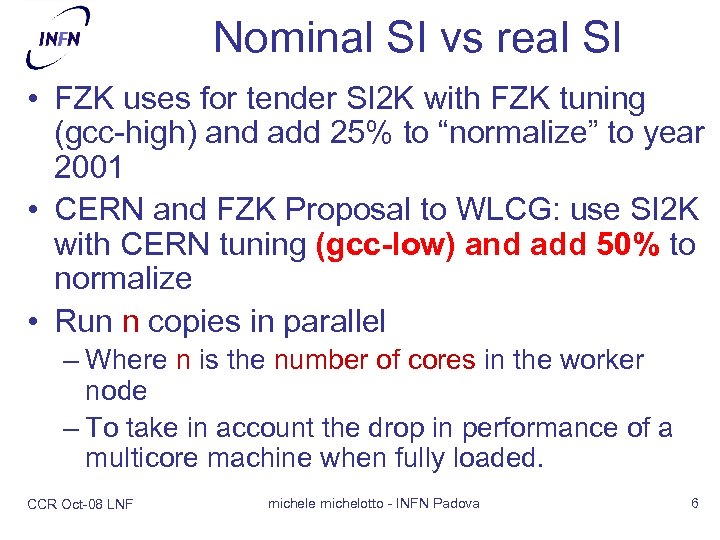 Nominal SI vs real SI • FZK uses for tender SI 2 K with