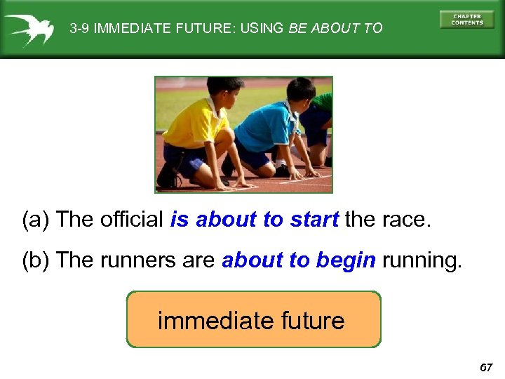3 -9 IMMEDIATE FUTURE: USING BE ABOUT TO (a) The official is about to