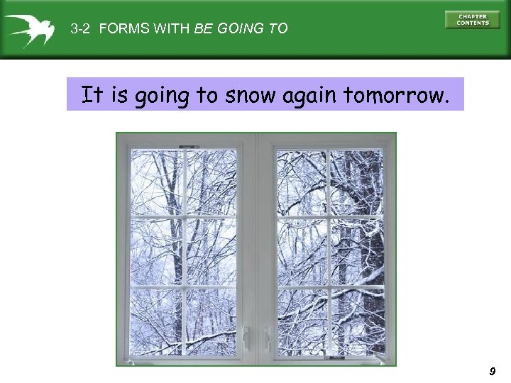 3 -2 FORMS WITH BE GOING TO It is going to snow again tomorrow.