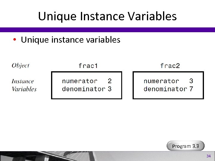 Unique Instance Variables • Unique instance variables Program 3. 3 34 