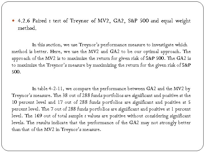  4. 2. 6 Paired t test of Treynor of MV 2, GA 2,