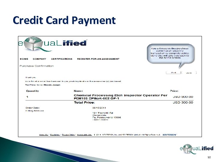 Credit Card Payment 12 