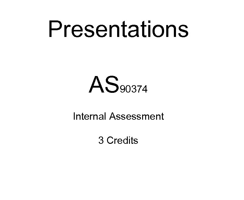 Presentations AS 90374 Internal Assessment 3 Credits 