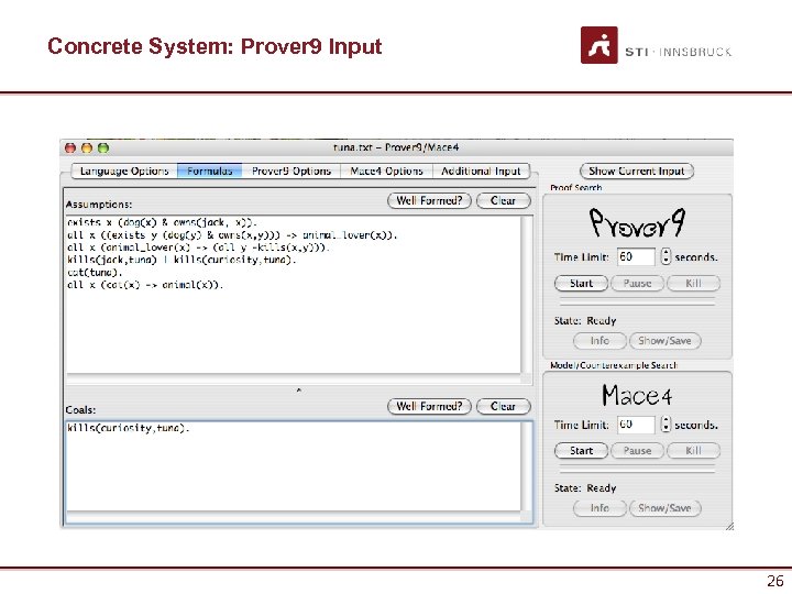 Concrete System: Prover 9 Input 26 