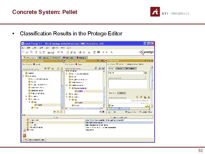 Concrete System: Pellet • Classification Results in the Protege Editor 51 