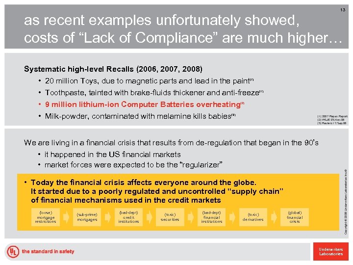 13 as recent examples unfortunately showed, costs of “Lack of Compliance” are much higher…