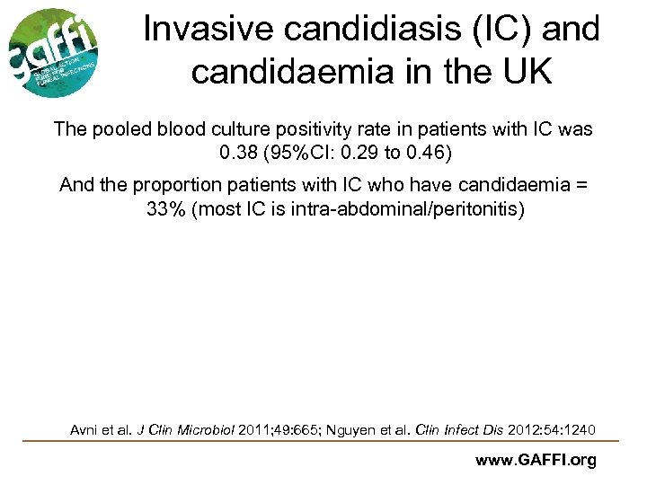 Invasive candidiasis (IC) and candidaemia in the UK The pooled blood culture positivity rate