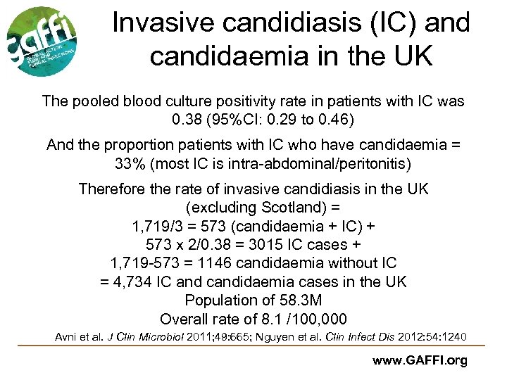 Invasive candidiasis (IC) and candidaemia in the UK The pooled blood culture positivity rate