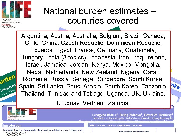 National burden estimates – countries covered Argentina, Austria, Australia, Belgium, Brazil, Canada, Chile, China,