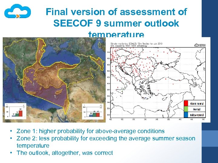 Final version of assessment of SEECOF 9 summer outlook temperature • Zone 1: higher