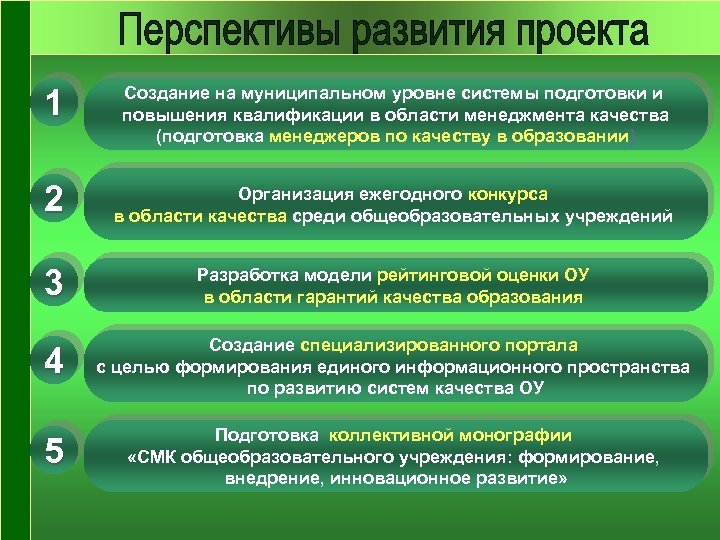 1 Создание на муниципальном уровне системы подготовки и повышения квалификации в области менеджмента качества