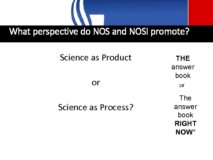 What perspective do NOS and NOSI promote? Science as Product or Science as Process?