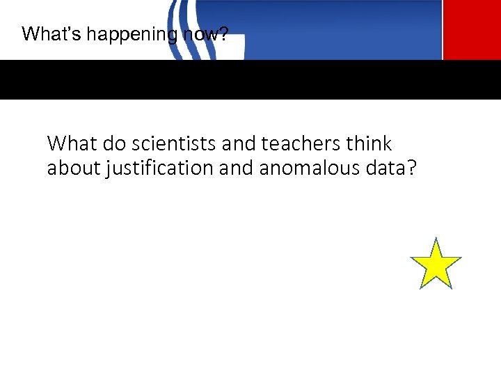 What’s happening now? What do scientists and teachers think about justification and anomalous data?