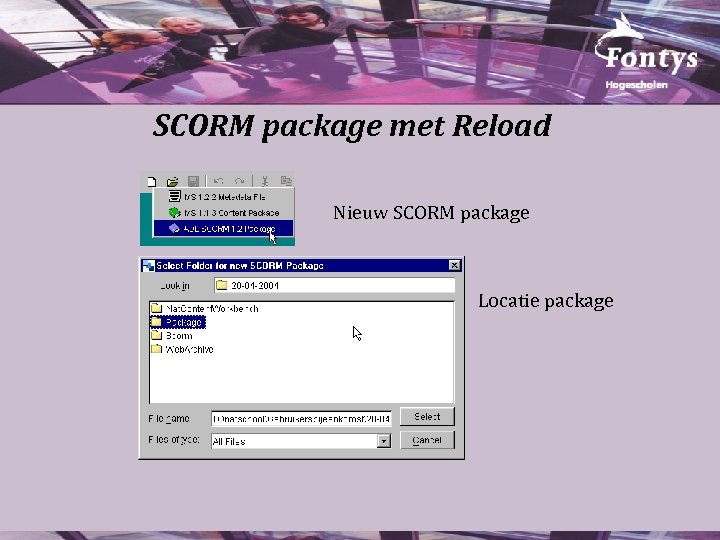 SCORM package met Reload Nieuw SCORM package Locatie package 