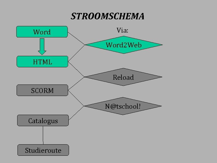 STROOMSCHEMA Word Via: Word 2 Web HTML Reload SCORM N@tschool! Catalogus Studieroute 