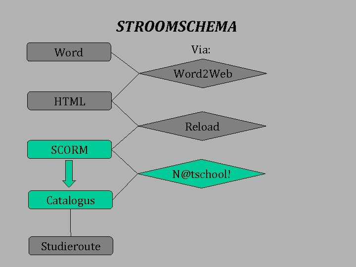 STROOMSCHEMA Word Via: Word 2 Web HTML Reload SCORM N@tschool! Catalogus Studieroute 
