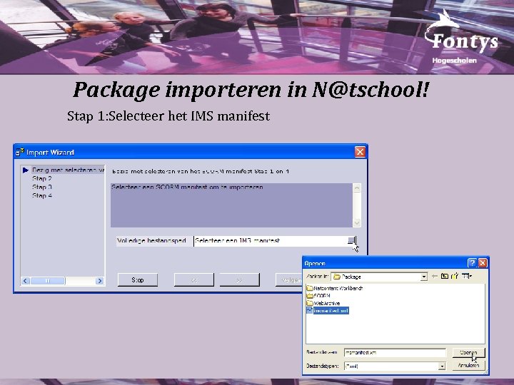 Package importeren in N@tschool! Stap 1: Selecteer het IMS manifest 