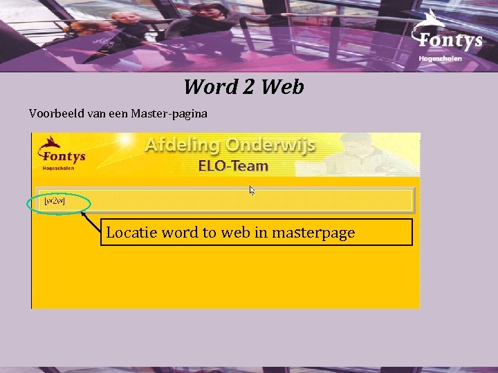 Word 2 Web Voorbeeld van een Master-pagina Locatie word to web in masterpage 