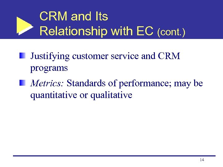 CRM and Its Relationship with EC (cont. ) Justifying customer service and CRM programs