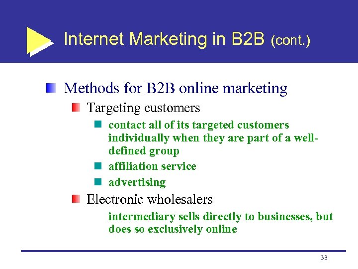 Internet Marketing in B 2 B (cont. ) Methods for B 2 B online